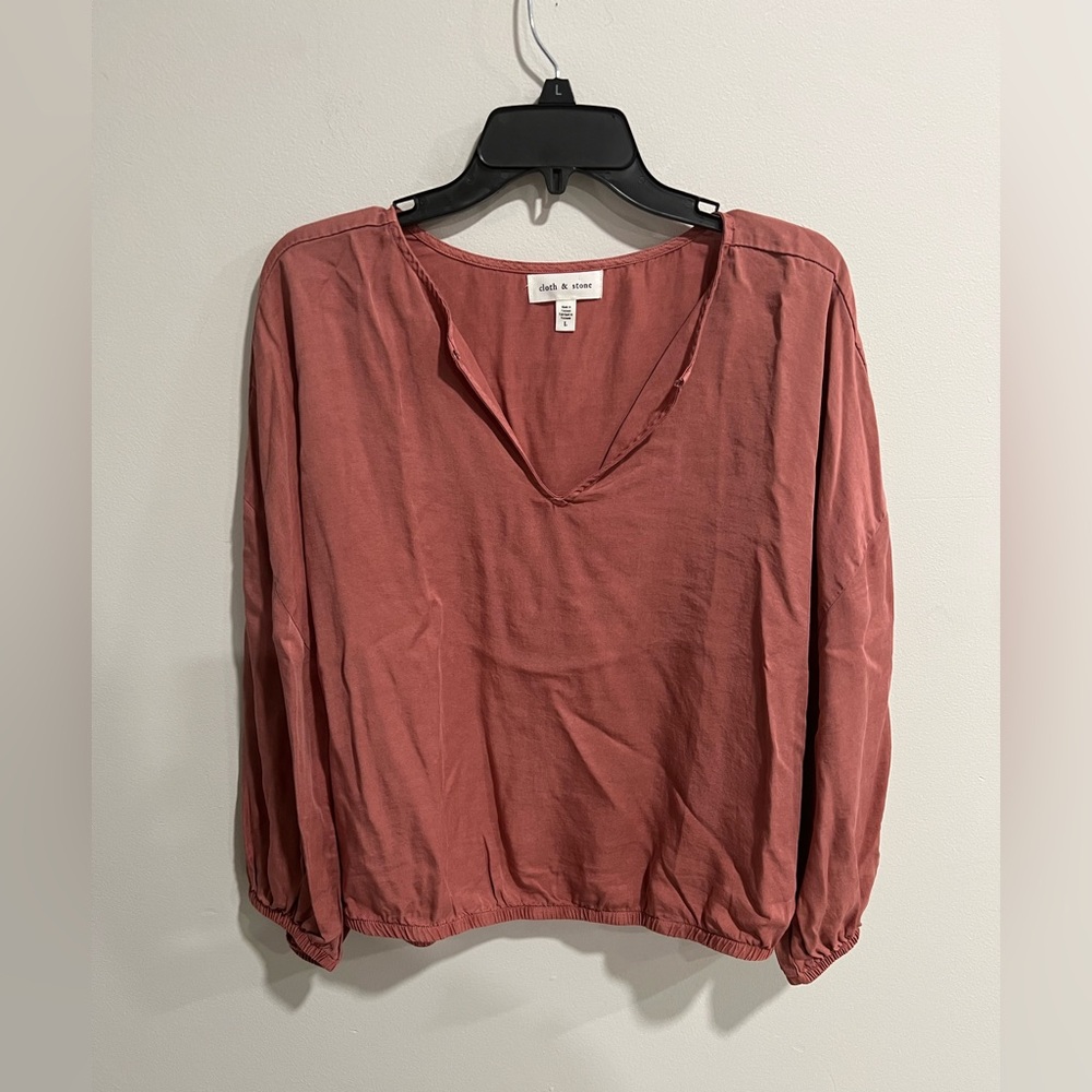 Anthropologie Cloth & Stone Becky Blouse Tencel Mauve Tunic Top